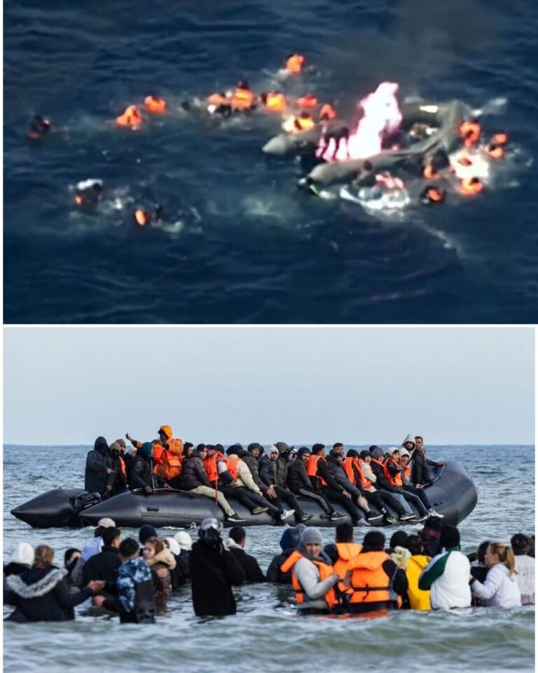 A major international air and sea rescue operation was launched in the English Channel this morning after the engine of an overcrowded migrant vessel caught fire, plunging over 150 people into the water.